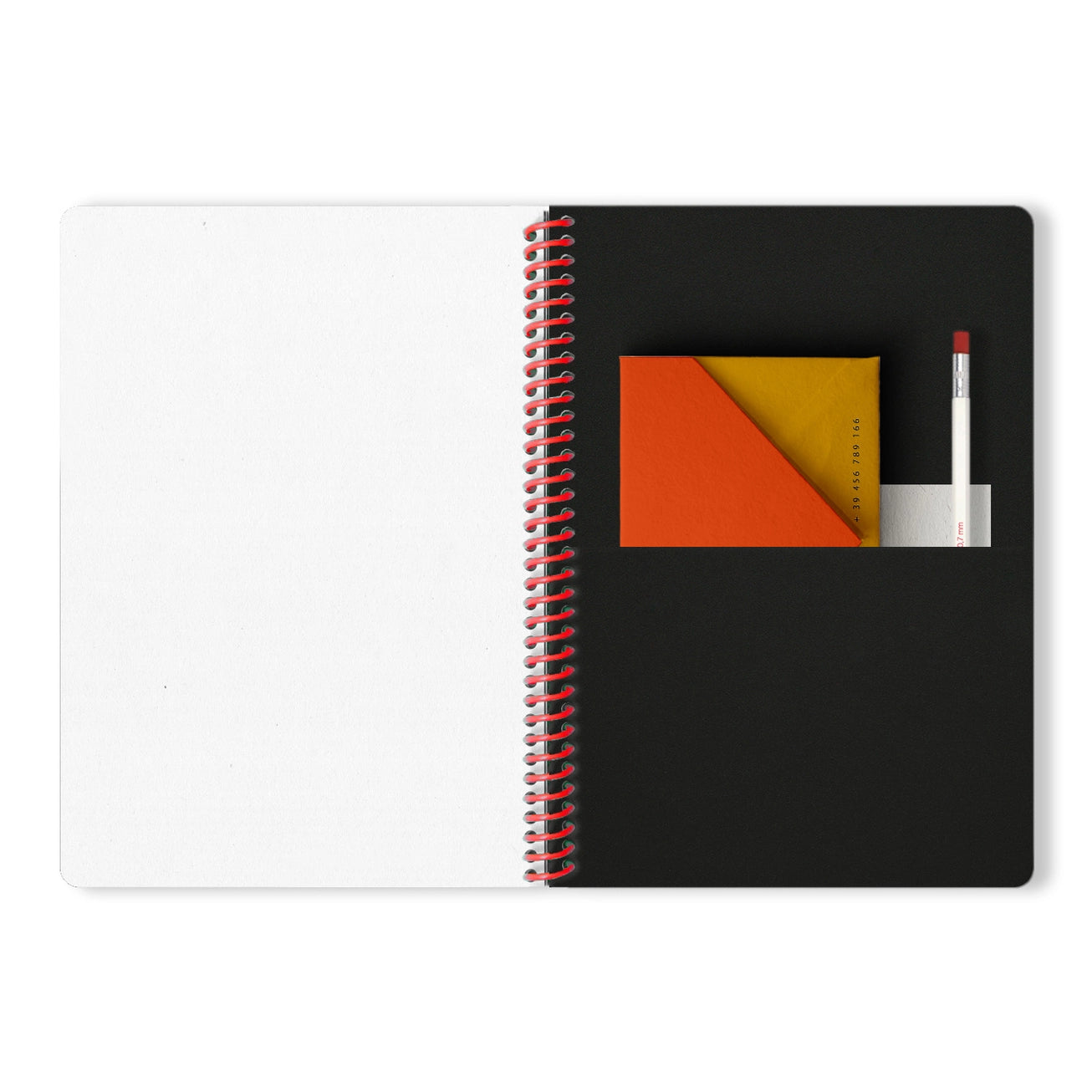 A5 spiral notebook by Weew Smart Design featuring a bold black geometric circle pattern on a grey recycled paper cover, red spiral binding, and 200 blank pages – modern minimalist stationery for everyday use.