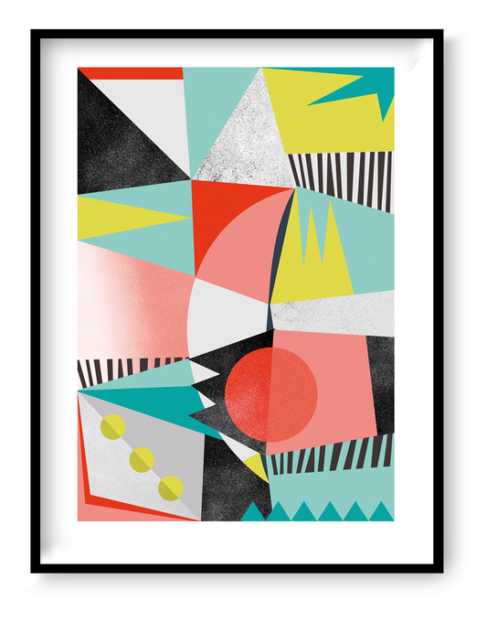 Berlin abstract art print set by Studio Frits – modern geometric wall art in bold colors and Bauhaus-inspired design. Set of 3 minimalist posters with vibrant shapes, contemporary composition, and artistic patterns. Perfect decorative artwork for living rooms, creative offices, and design-focused interiors. High-quality prints for modern home decor and art collectors