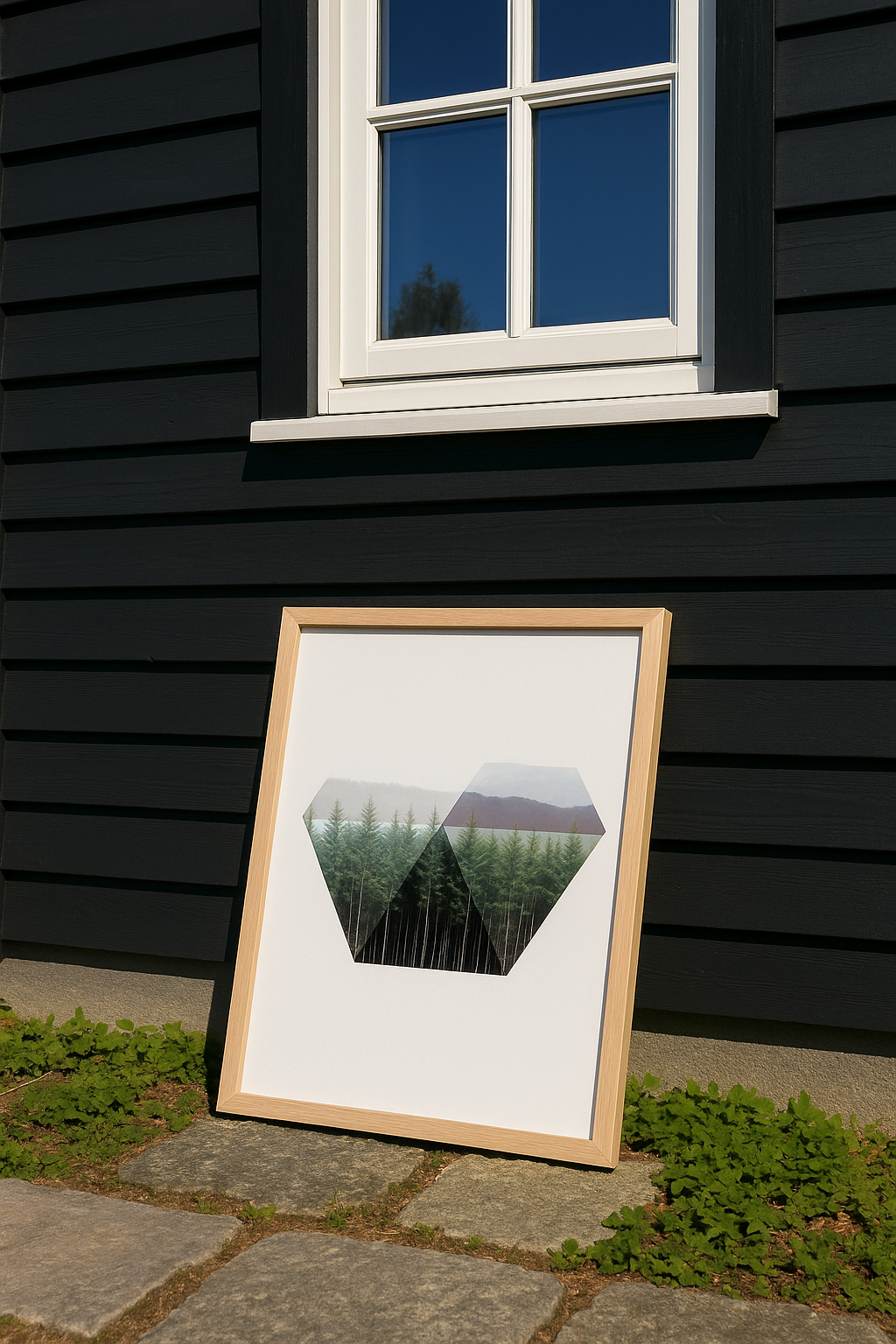 Minimalist geometric forest art print “Tallskogen” by Studio Frits – Scandinavian-inspired design blending Swedish pine trees and photography in a peaceful, modern composition. Perfect wall art for Nordic, minimalist, or nature-themed interiors.