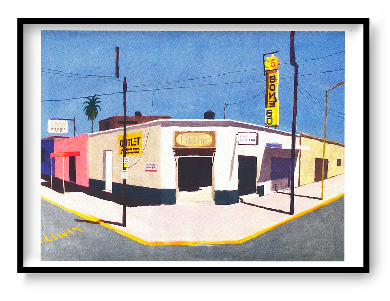 A3 risograph art print “Del Fresno, Mexico City” by Nao Tatsumi, minimal urban street illustration with soft tones, contemporary cityscape wall art.