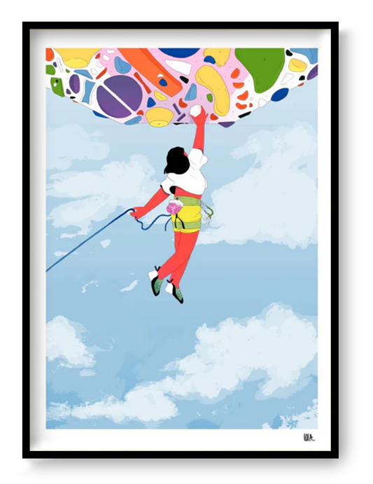 A4 art print “Desmond Crab” by Studio Frits, red crab illustration with textured vintage style, playful graphic wall art for modern interiors.