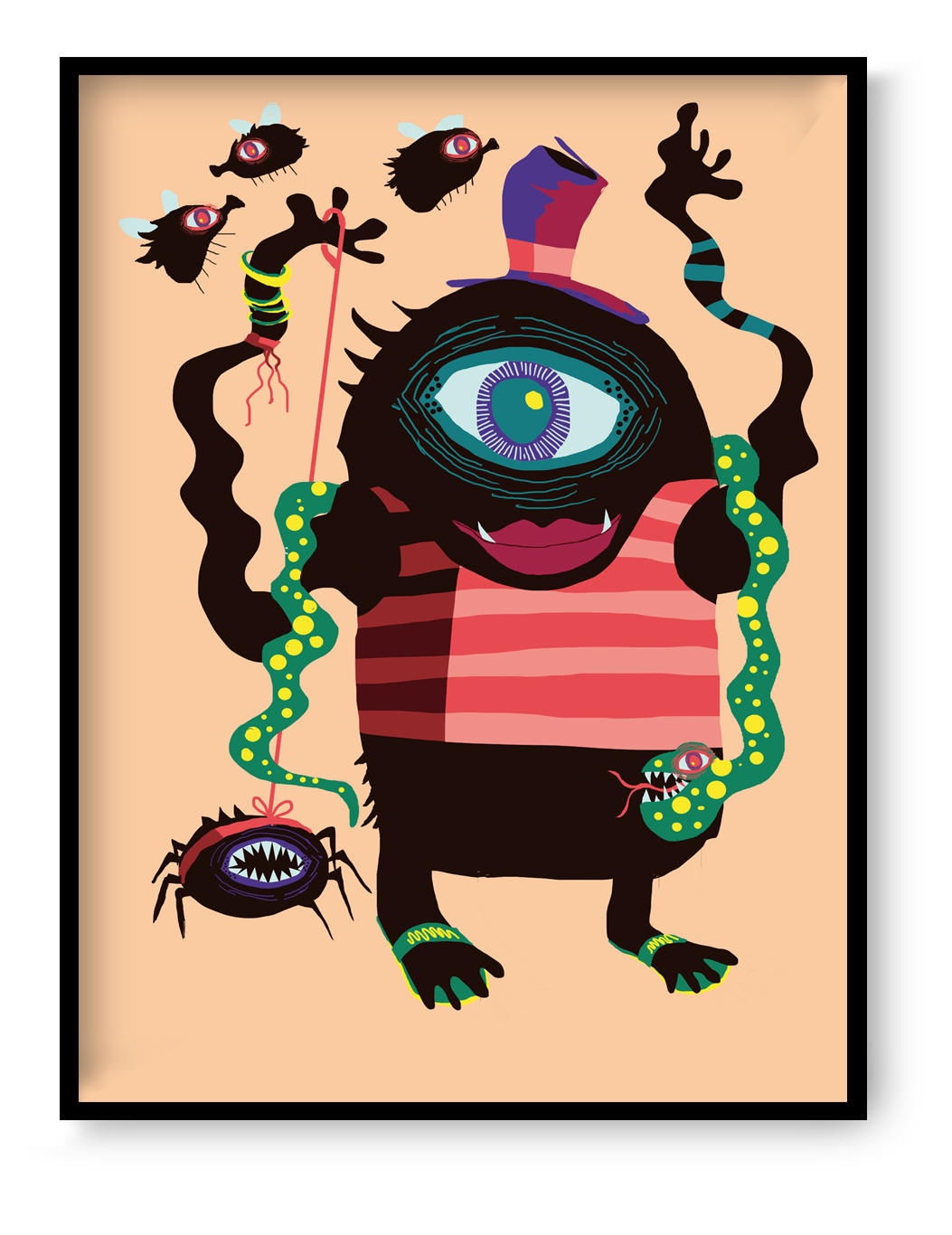 Gloria Alderidge art print by Studio Frits featuring a colorful one-eyed monster character in a playful surreal illustration style.