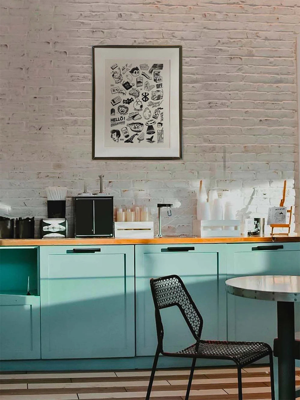 Japanese Premium Tattoos by Paiheme Studio, A3 (29.7 x 42 cm) black and white art print featuring retro Japanese tattoo-style illustrations, manga icons, playful cultural motifs, and bold graphic details. Printed on premium paper, unframed, shipped with protective sleeve and cardboard backing, perfect for fans of Japanese pop culture and tattoo-inspired artwork.