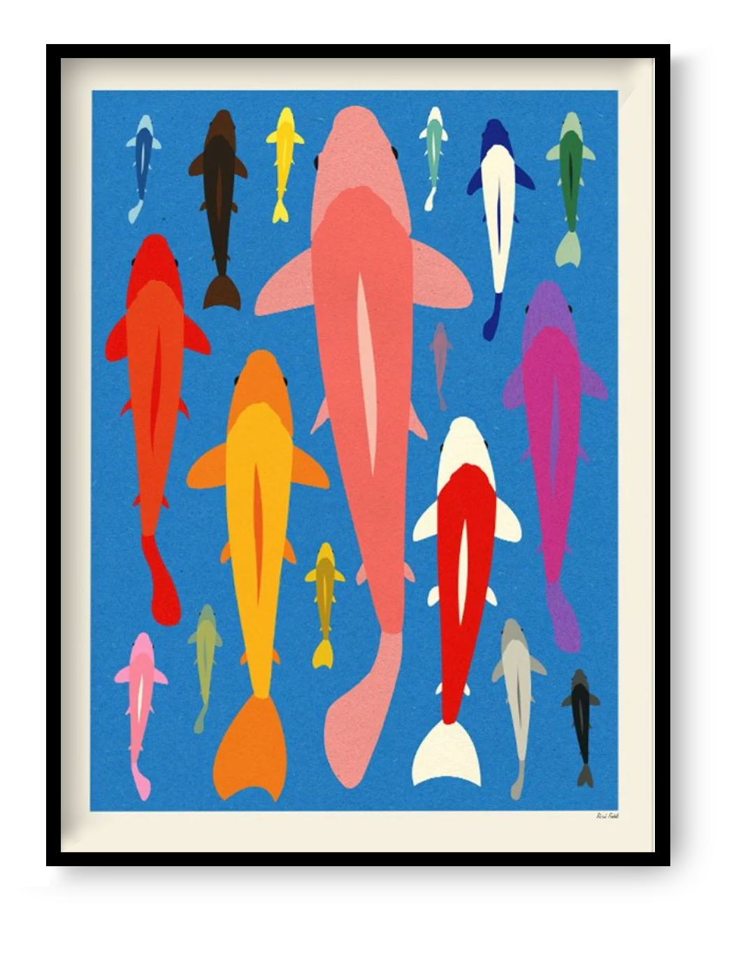 Koi Gang Rosi Feist koi fish art print 30x40 cm, colorful modern pop art wall decor for contemporary home interior design