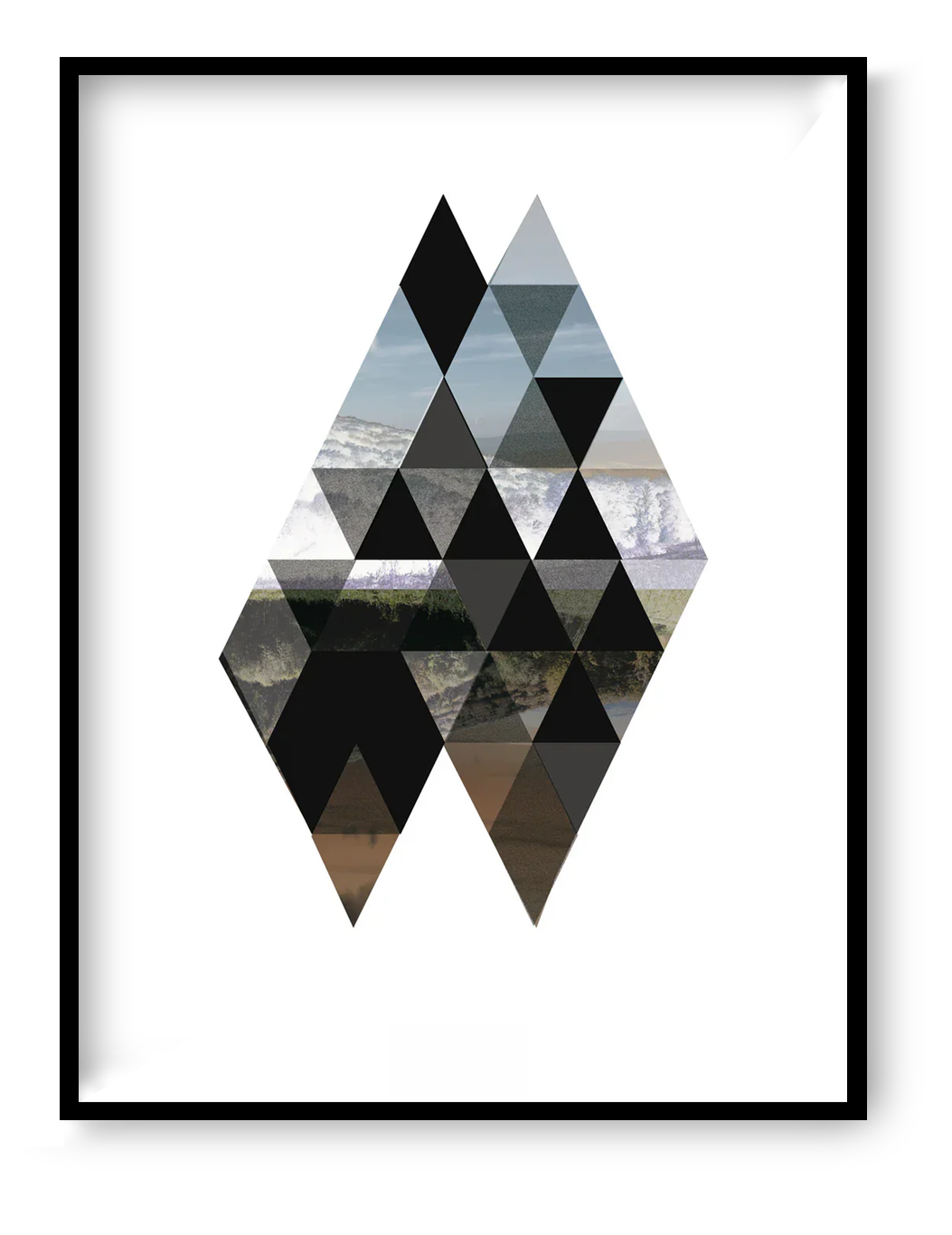 Kulle geometric Scandinavian art print by Gert Paenen Studio Frits 30x40 cm minimalist landscape digital print modern Nordic wall art with abstract triangles and nature tones