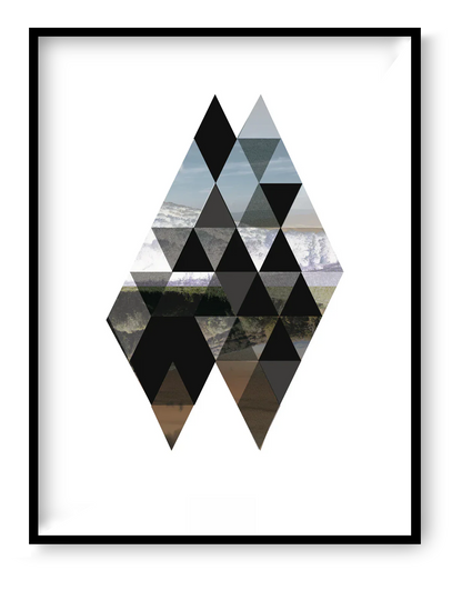 Kulle geometric Scandinavian art print by Gert Paenen Studio Frits 30x40 cm minimalist landscape digital print modern Nordic wall art with abstract triangles and nature tones