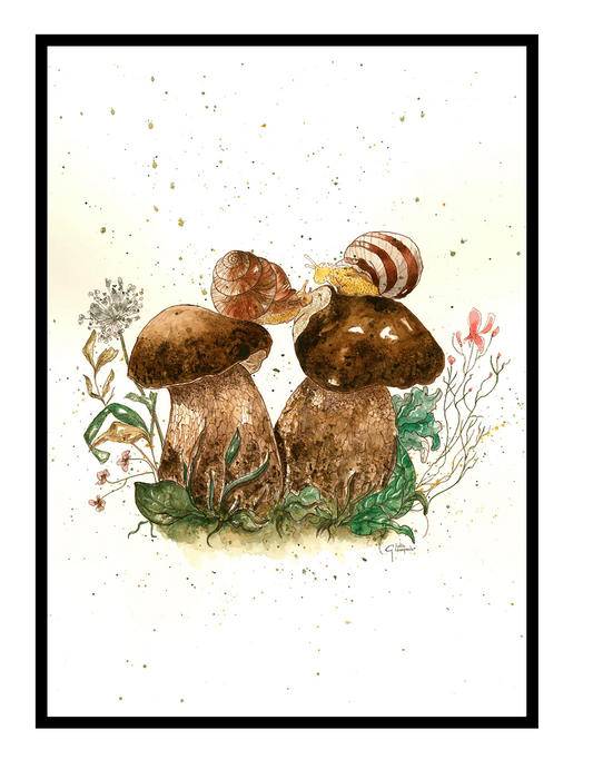 Lavender Autumn by Teresa Rego abstract colorful Giclée art print in A3 size featuring bold organic shapes in purple, orange, green and red for modern wall decor.