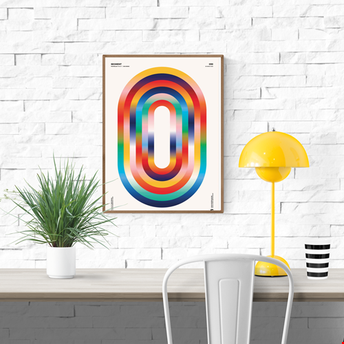 Segment by Posterlad – 30x40 cm geometric art print with bold rainbow arches and vibrant gradient colors, contemporary abstract wall art for stylish modern interiors, perfect for living rooms, studios, or offices.