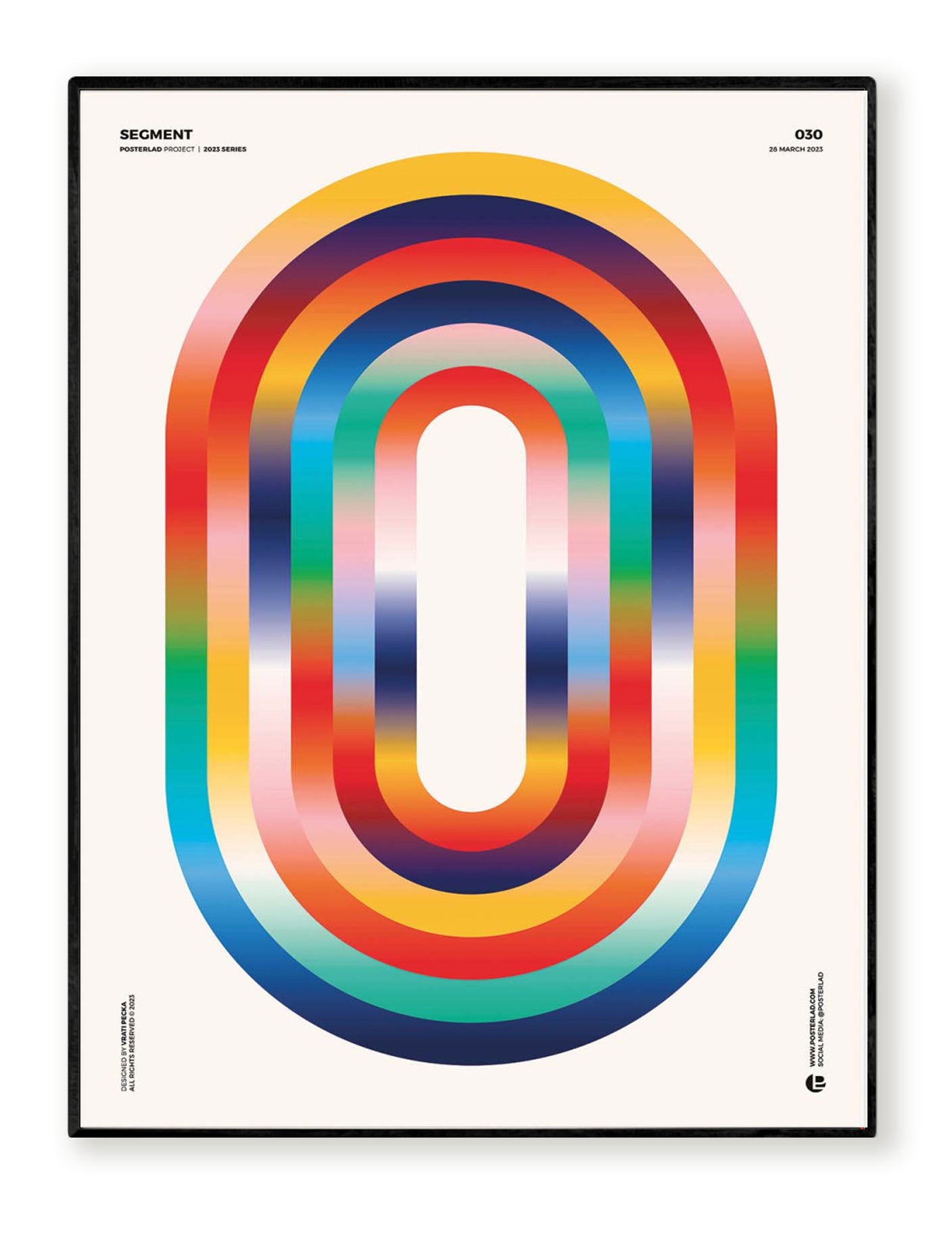 Segment by Posterlad – 30x40 cm geometric art print with bold rainbow arches and vibrant gradient colors, contemporary abstract wall art for stylish modern interiors, perfect for living rooms, studios, or offices.
