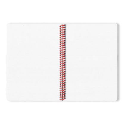 A5 spiral notebook by Weew Smart Design featuring a bold black geometric circle pattern on a grey recycled paper cover, red spiral binding, and 200 blank pages – modern minimalist stationery for everyday use.