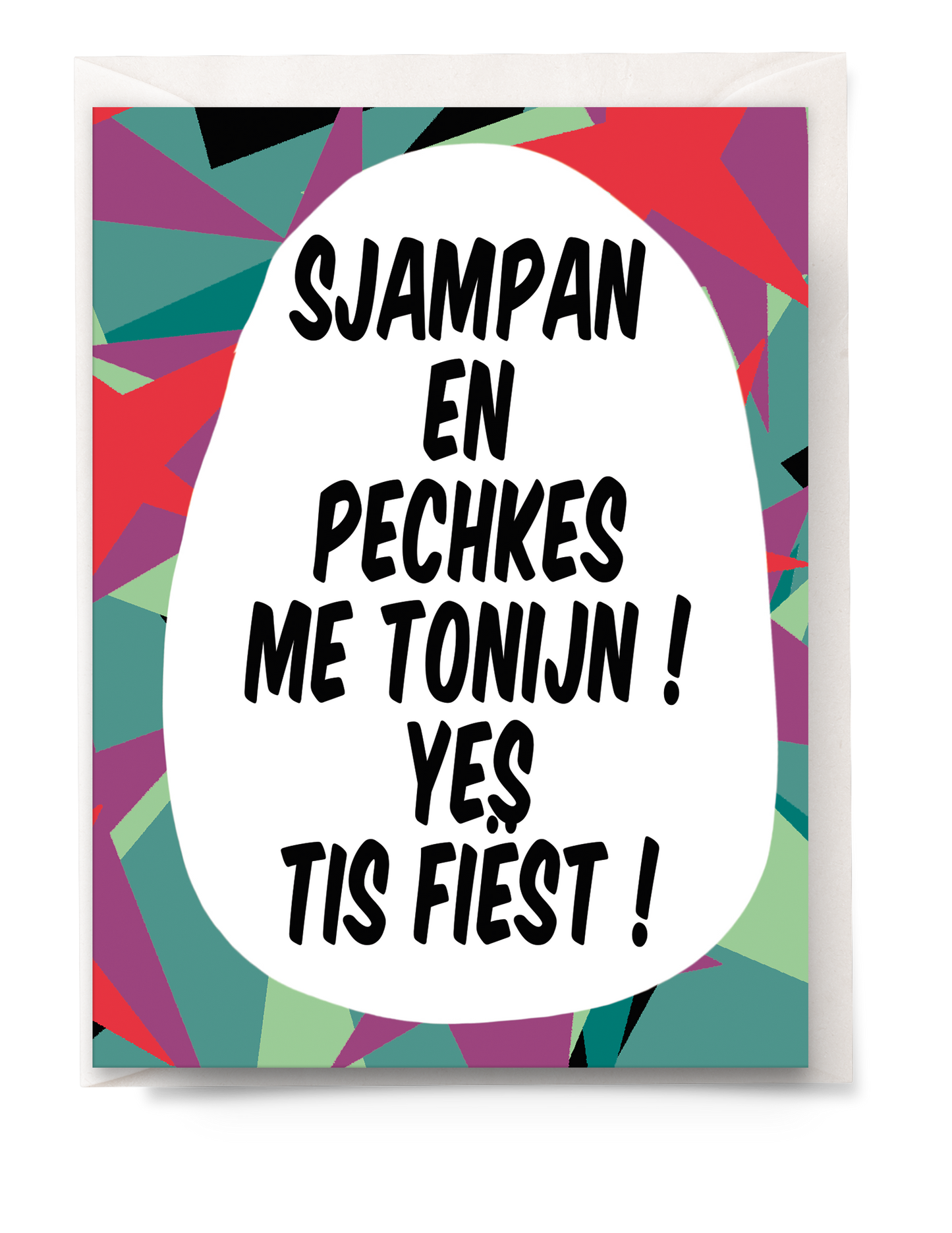 greeting card - Tante Colette - sjampan en pechkes me tonijn