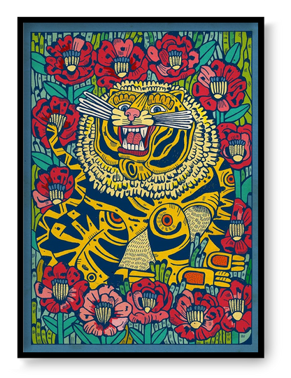 Gato Montés en un campo de amapolas