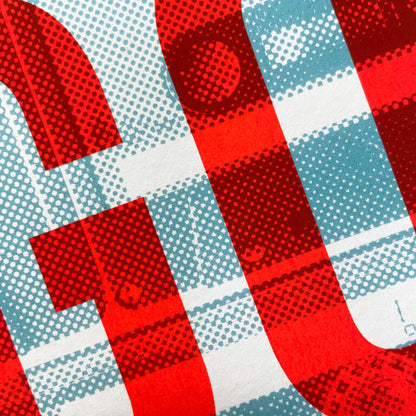 Life Has No Rewind motivational art print by Gumbootz, 50×70 cm screen print with neon-orange typography over turquoise cassette background, bold contemporary wall art for modern homes, inspirational poster for design lovers.