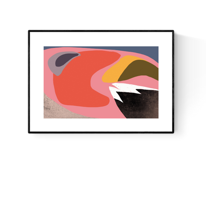 A modern abstract art print from the Mermaids Abstract series by Studio Frits, featuring bold organic shapes in earthy and coral tones, printed on premium 300g paper. Contemporary Belgian wall art set, ideal for minimalist interiors.