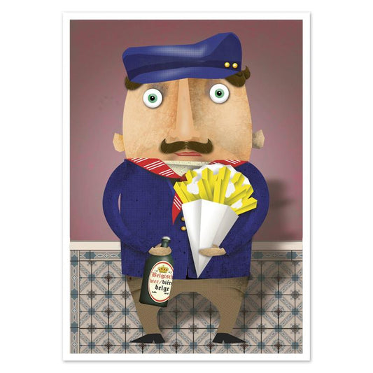 buy Belgian stereotype postcard illustration