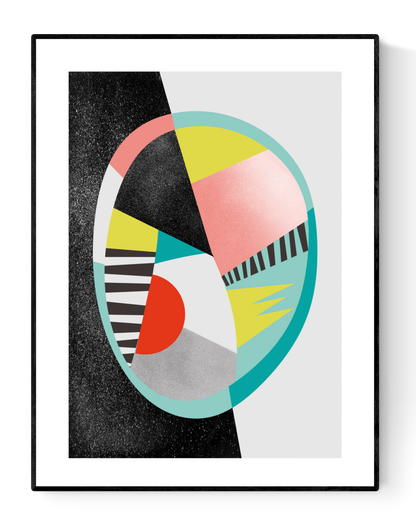 Berlin abstract art print set by Studio Frits – modern geometric wall art in bold colors and Bauhaus-inspired design. Set of 3 minimalist posters with vibrant shapes, contemporary composition, and artistic patterns. Perfect decorative artwork for living rooms, creative offices, and design-focused interiors. High-quality prints for modern home decor and art collectors
